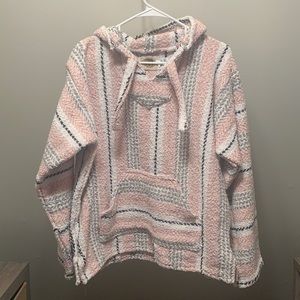 Pink + White Poncho Large